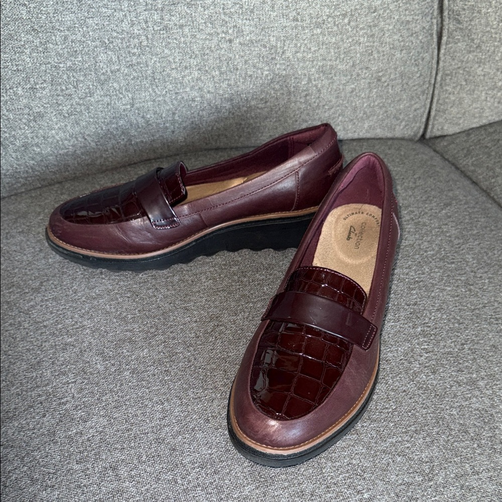 Clarks Burgundy Loafers